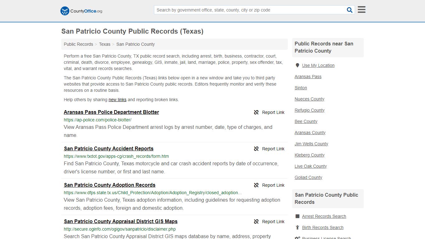 Public Records - San Patricio County, TX (Business, Criminal, GIS ...